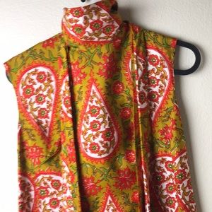 Vintage Silk dress gorgeous print and vibrant color